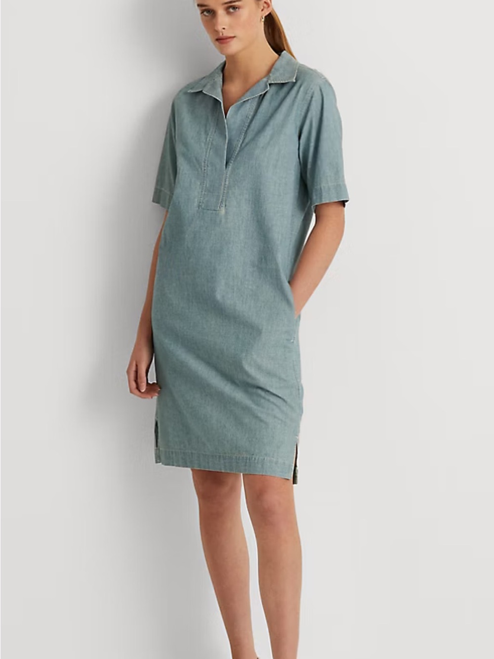 Lauren Ralph Lauren Light Blue Denim-Style Polo Coverup Dress